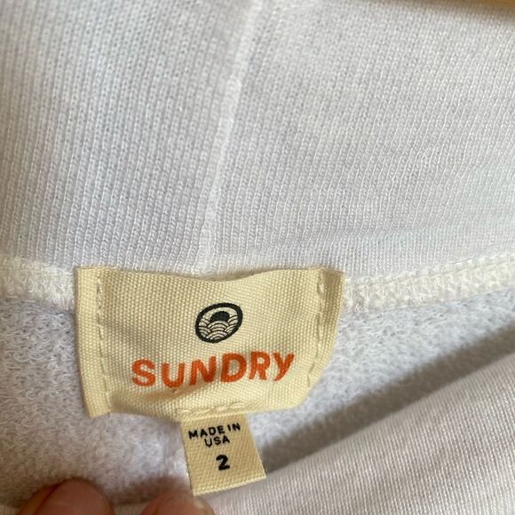 Sundry White Joggers Sweatpants Terry Size 2 NWOT SMILE - Picture 5 of 6